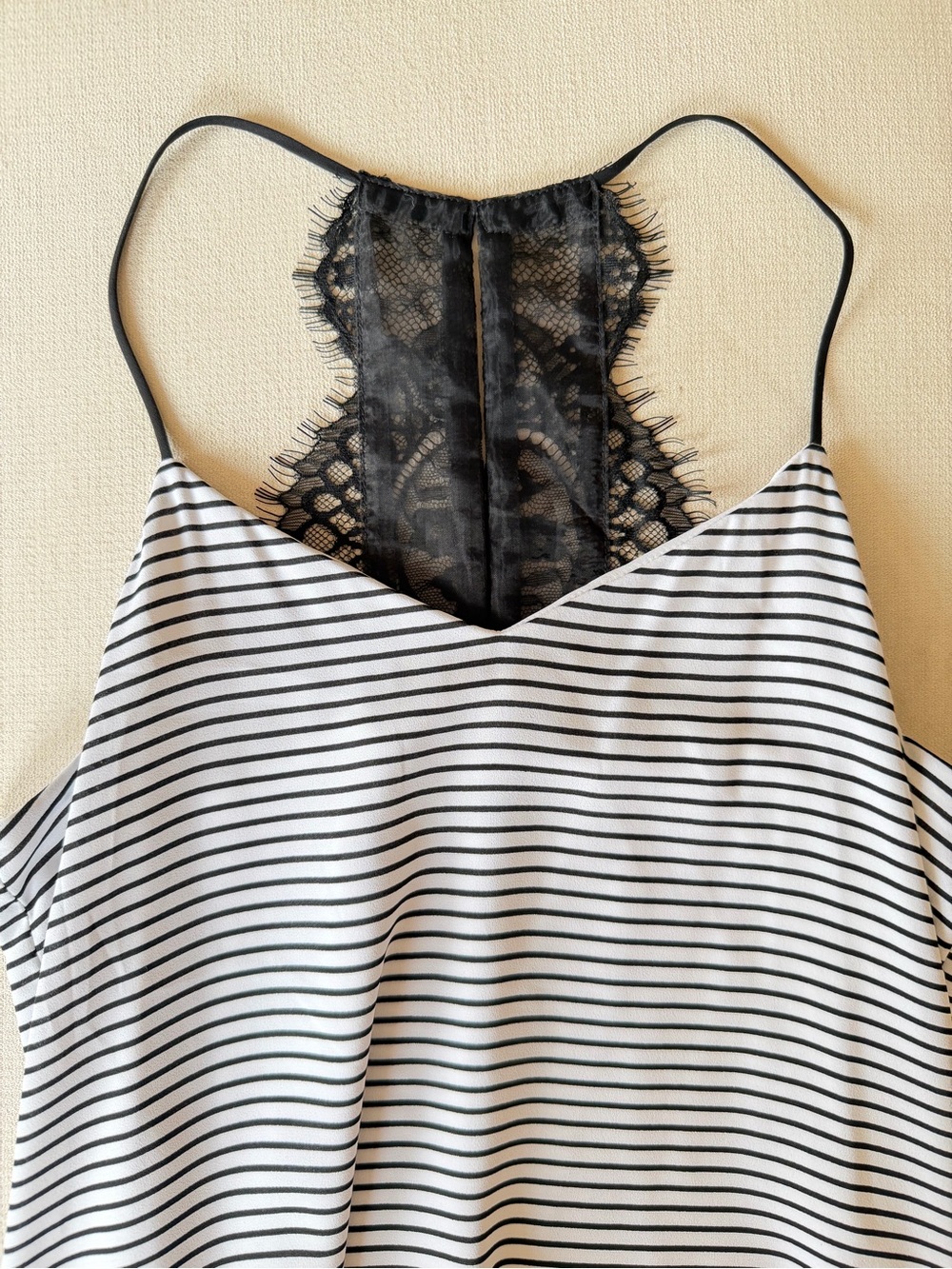 Express Striped Cami with Black Lace Back